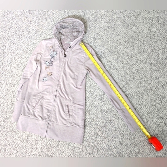 Vintage Ed Hardy Women's (Large) Slim Long Zip-Front Hoodie With Graphics & Lace - Picture 11 of 16